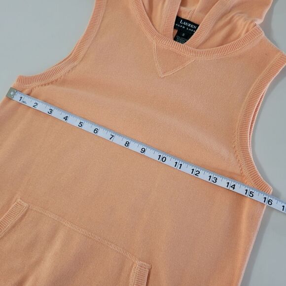 Lauren Ralph Lauren Peach Sleeveless Hoodie Sweatshirt-style Top - Picture 3 of 10